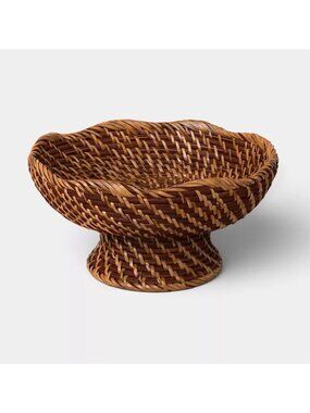 Target Rattan Fruit Bowl Dark Walnut Threshold™ NWT Tabletop Rustic Decor